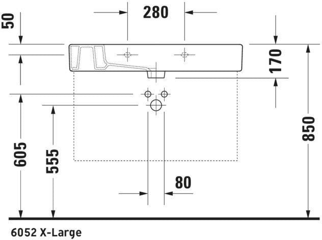 DURAVIT Vero Möbelwaschtisch 850 mm weiß WonderGliss mit Überlauf und Hahnlochbank