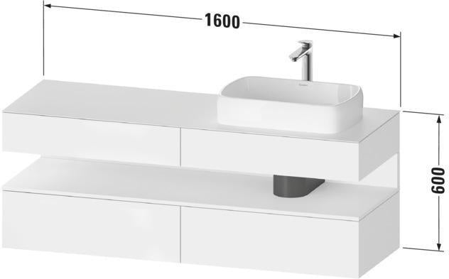 DURAVIT Qatego Konsole-Waschtischunterbau 1600 mm Weiß Matt mit Eiche Terra Nische