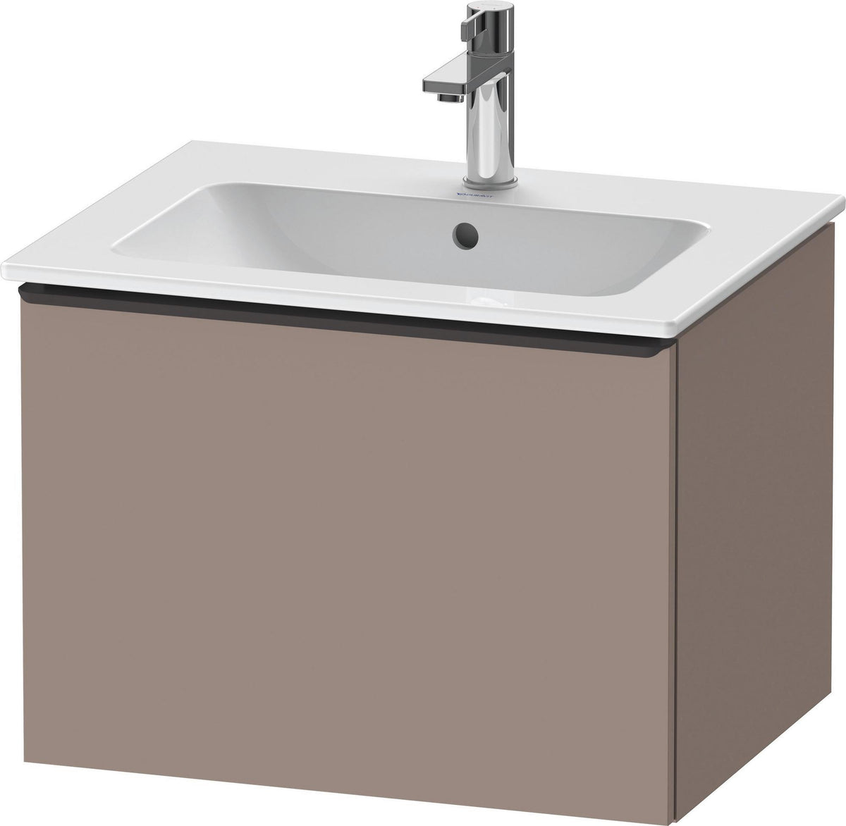 Duravit D-Neo Waschtischunterbau 610 mm Eiche Terra Matt mit 1 Auszug und Chromgriff