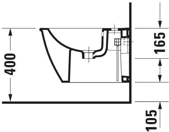 Duravit Wand-Bidet Darling New Compact 485 mm mit Überlauf & Hahnlochbank, weiß