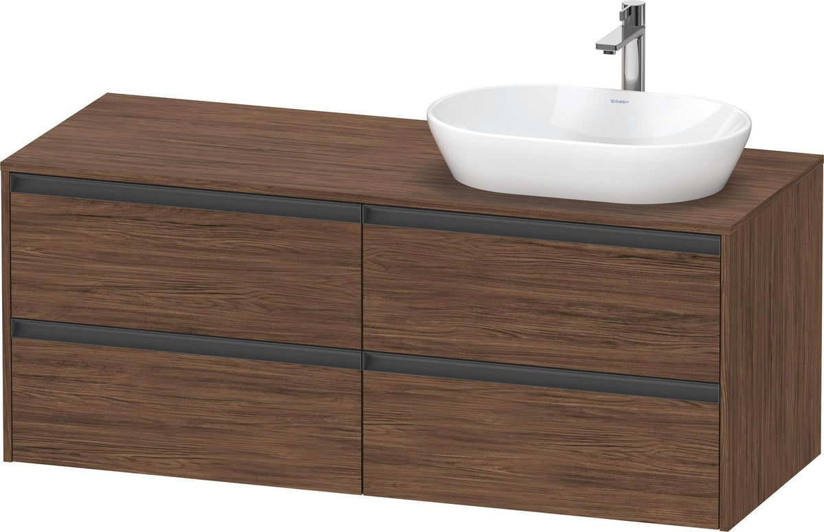 Duravit Ketho.2 Waschtischunterbau 1400 mm betongrau matt mit 4 Schubkästen