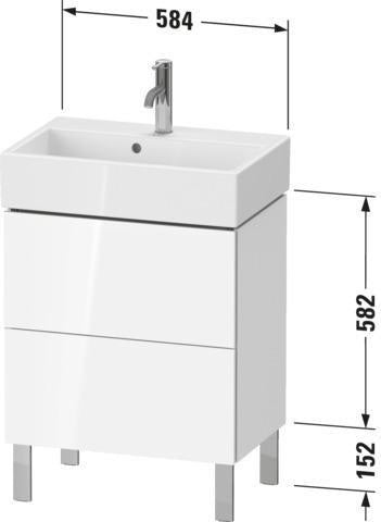 Duravit Waschtischunterbau L-Cube Compact 584 mm, 2 Auszüge, weiß matt, für Vero Air 236860