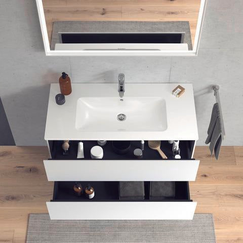 Duravit L-Cube Waschtischunterbau 1020 mm taupe matt – wandhängend, 2 Schubkästen, Tip-On