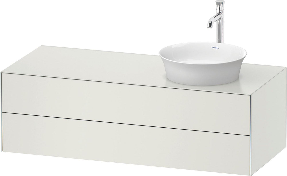 DURAVIT White Tulip Waschtischunterbau 1300 mm wandhängend, 2 Schubkästen, Becken rechts, Nordic Weiß seidenmatt
