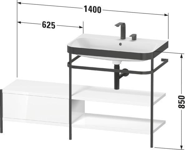 Duravit Waschtischset Happy D.2 Plus 1400 mm Taupe Supermatt mit Nussbaum-Einrichtungssystem