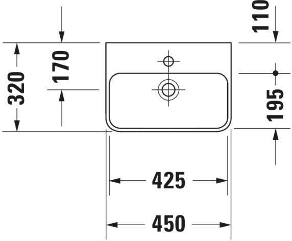 DURAVIT ME by Starck Handwaschbecken 450 mm mit Überlauf, 1 Hahnloch, weiß seidenmatt