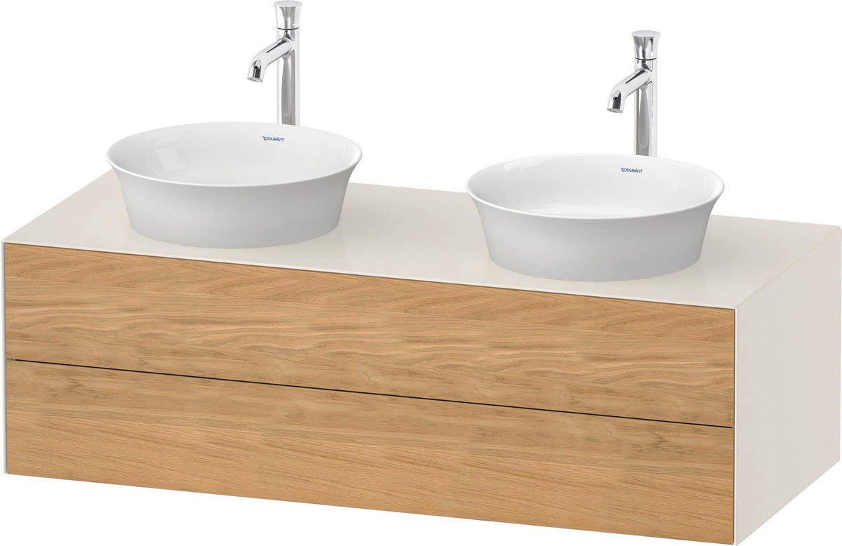 DURAVIT White Tulip Konsolenwaschtischunterbau 1300 mm mit 2 Schubkästen, Amerikanisch Nussbaum / Taupe Hochglanz