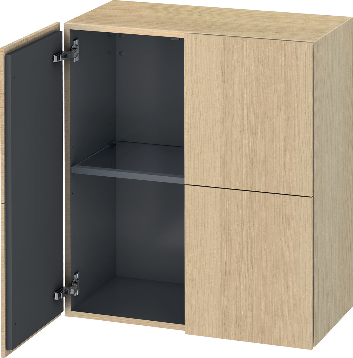 Duravit L-Cube Halbhochschrank 700 mm, 2 Türen, Nussbaum gebürstet, wandhängend, Soft-Close
