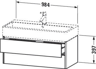 DURAVIT XSquare Waschtischunterbau 984 mm mit 2 Schubkästen, Seitenteile s-matt, Eiche-Ausführung
