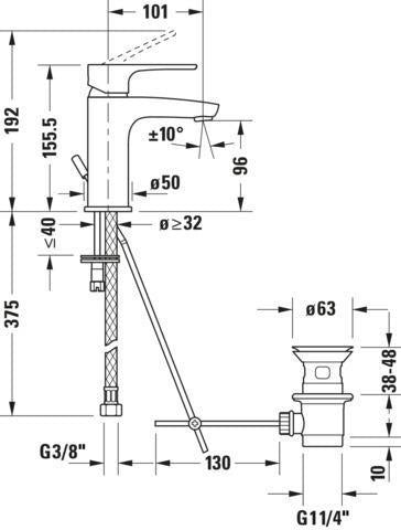 DURAVIT B.1 Einhebel-Waschtischmischer mit Zugstange, Chrom – 101 mm Ausladung