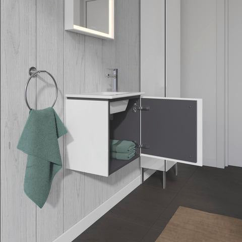 Duravit L-Cube Waschtischunterbau 420 mm wandhängend, 1 Tür rechts, weiß matt – Christian Werner Design
