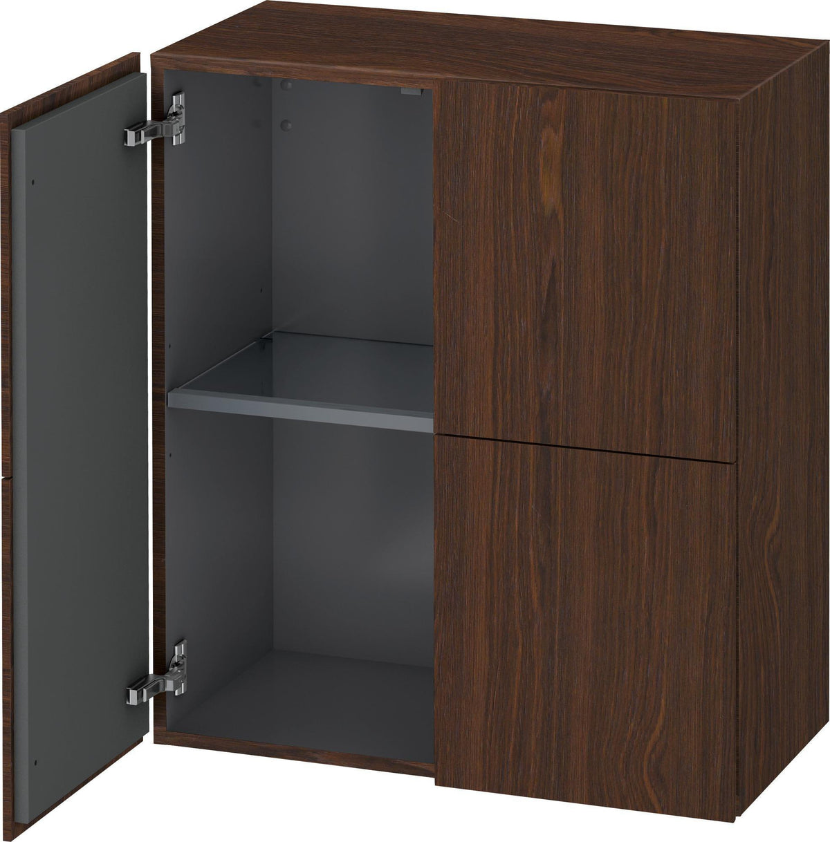 Duravit L-Cube Halbhochschrank 700 mm, 2 Türen, Nussbaum gebürstet, wandhängend, Soft-Close