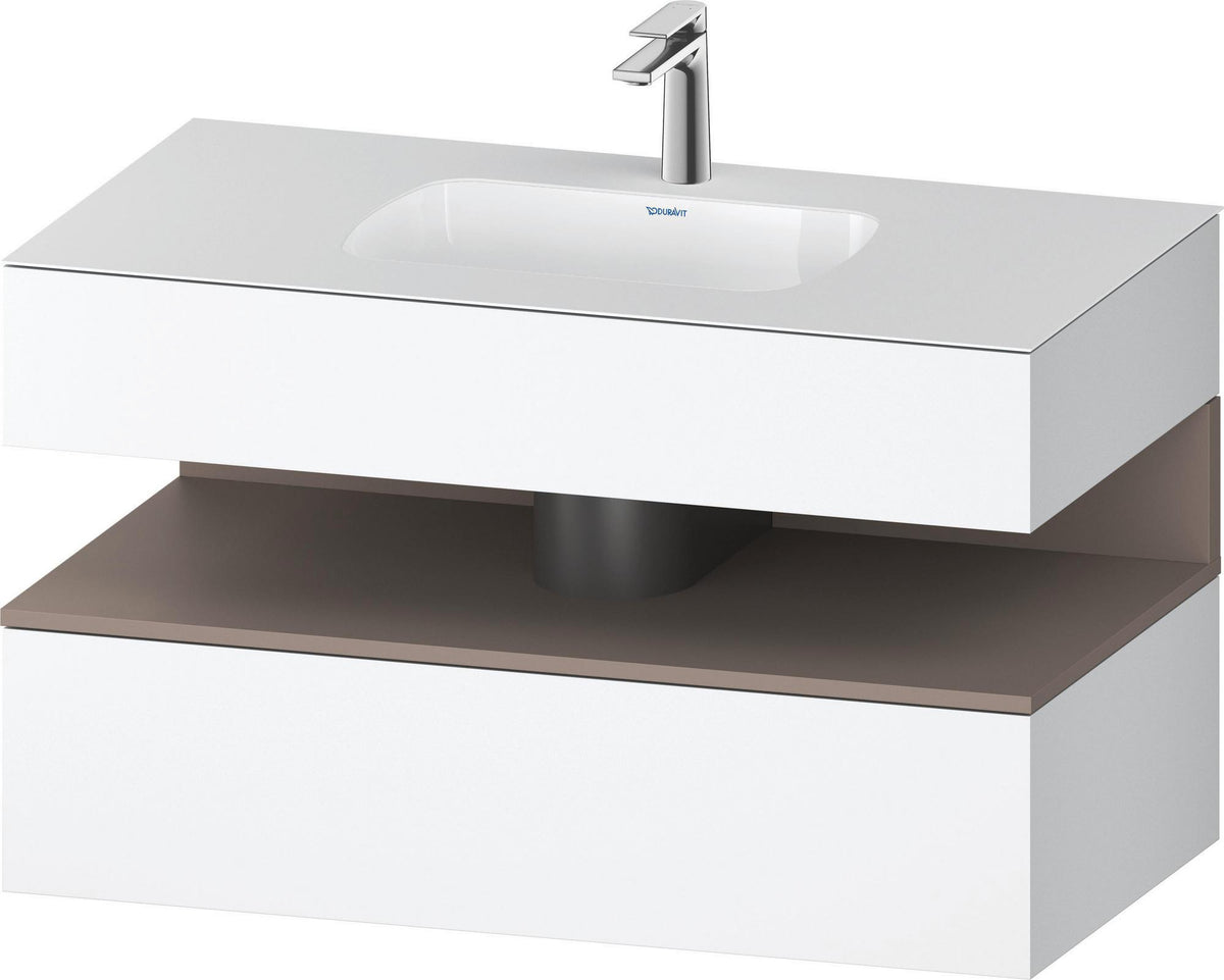 DURAVIT Qatego Einbauwaschtisch mit Konsolenwaschtischunterbau 1000 mm, 1 Auszug, antibakteriell