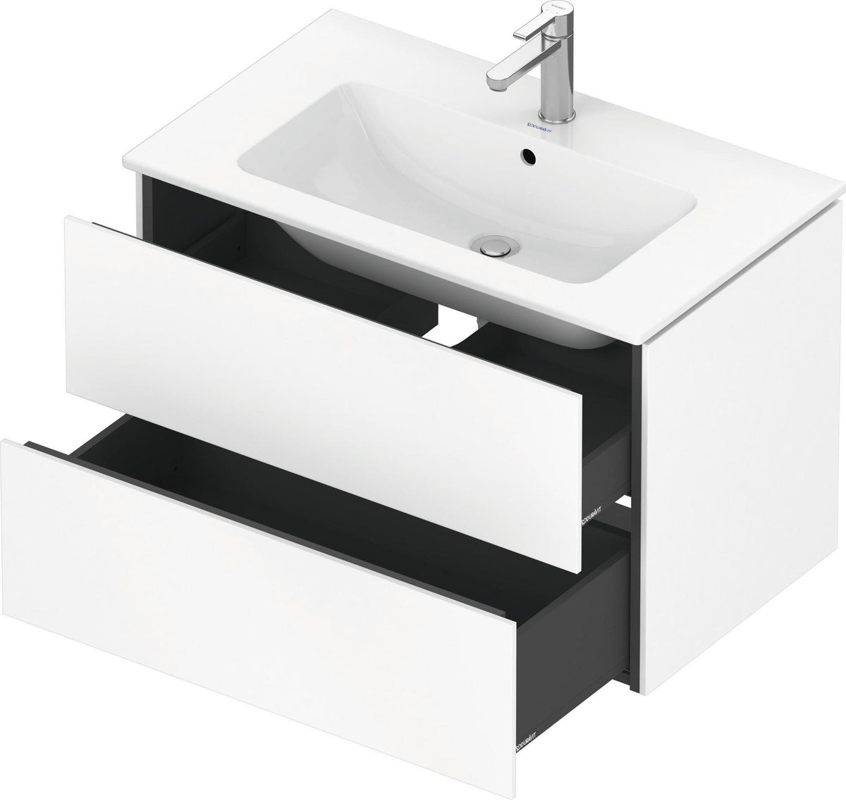 Duravit L-Cube Waschtischunterbau 820 mm taupe matt mit 2 Schubkästen und Tip-On-Technik