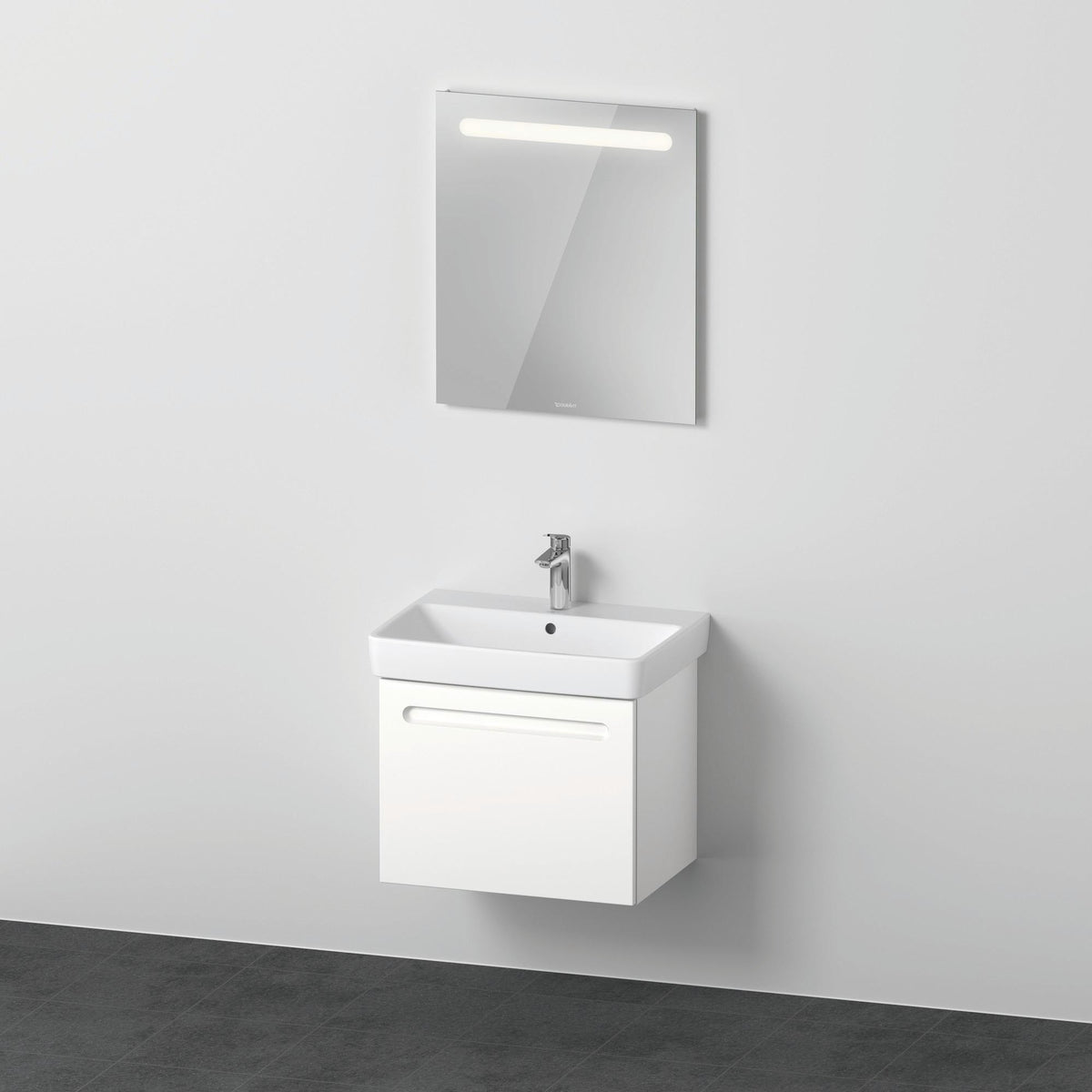 Duravit No.1 Möbel-Set 600x450mm mit Waschtisch, Waschtischunterbau und Spiegel in Graphit Matt