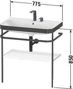 Duravit Happy D.2 c-bonded Waschtischset 775 mm mit Metallkonsole in Taupe seidenmatt