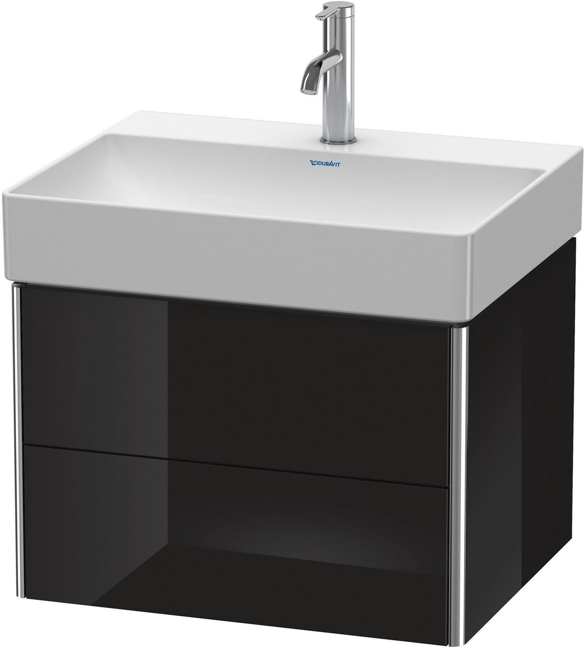 DURAVIT XSquare Waschtischunterbau 584 mm, 2 Schubkästen, Schwarz Hochglanz, wandhängend