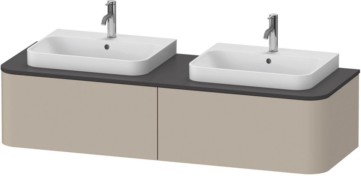 Duravit Happy D.2+ Konsolenwaschtischunterbau 1600 mm taupe supermatt mit Tip-On Technik