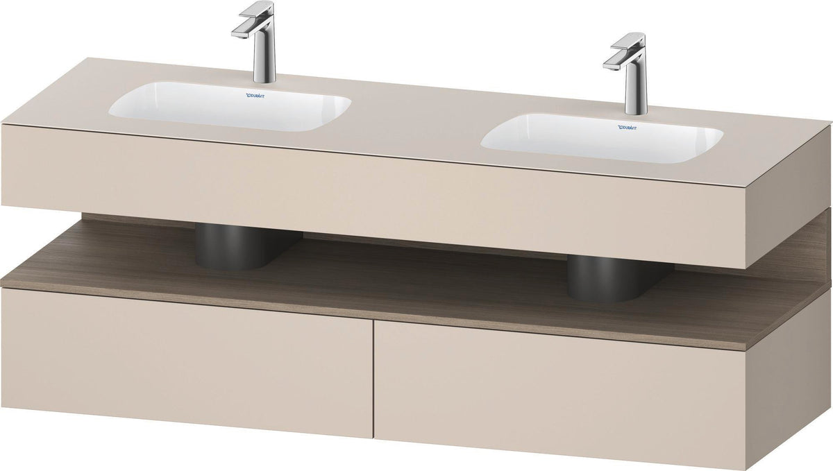 DURAVIT Qatego Einbauwaschtisch mit Konsolenwaschtischunterbau Basalt & Eiche Terra Matt 1600x550x600 mm