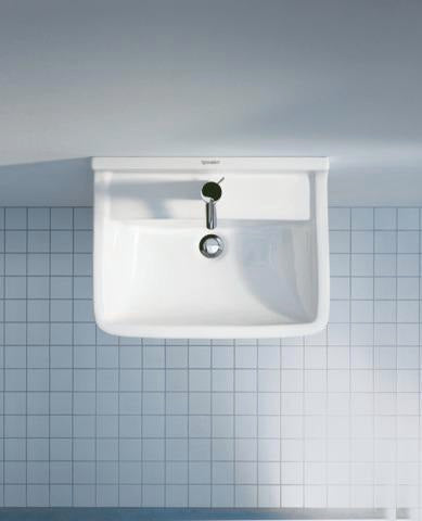 DURAVIT Waschtisch Starck 3 650 mm mit Überlauf, Hahnlochbank und WonderGliss in Weiß