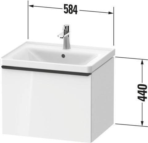 DURAVIT D-Neo Waschtischunterbau 584 mm betongrau matt mit 1 Auszug und Soft-Close