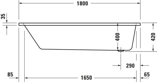 Duravit No.1 Badewanne 1500x700 mm Einbauversion mit 1 Rückenschräge in Weiß