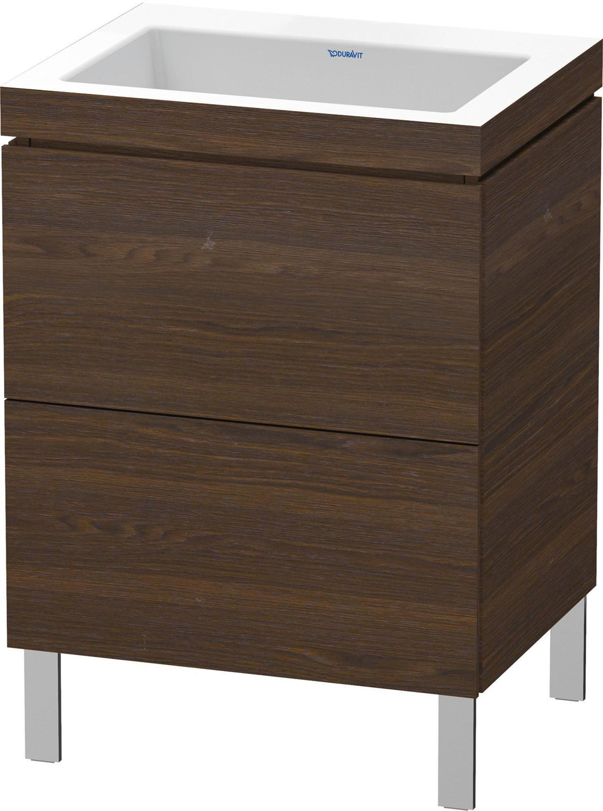 Duravit L-Cube c-bonded Waschtischset 698x600x480 mm Nussbaum gebürstet, 2 Auszüge, bodenstehend