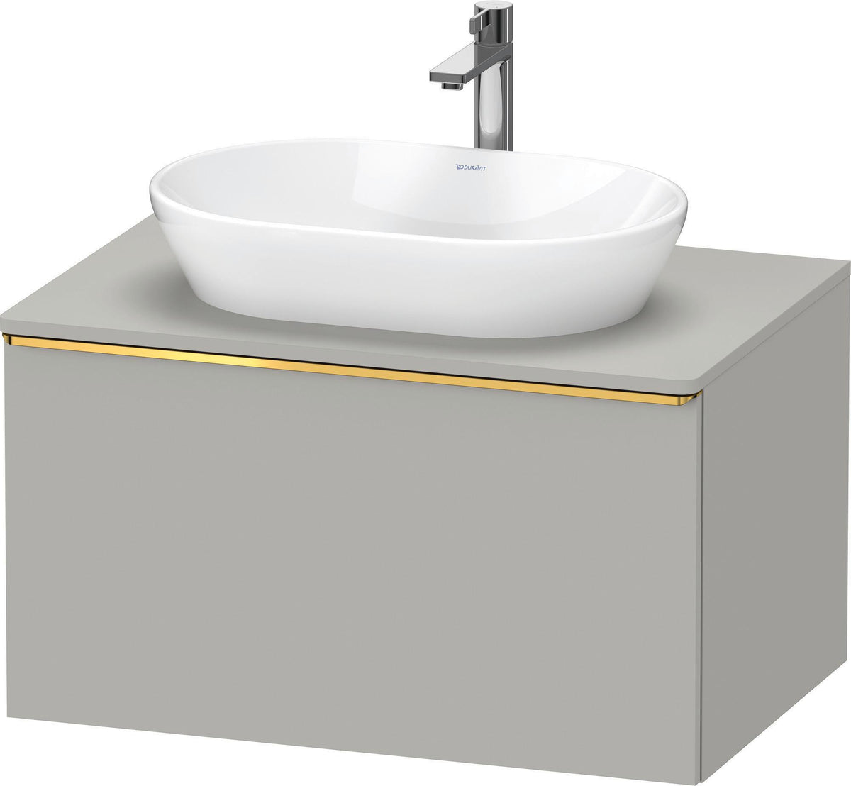 DURAVIT D-Neo Konsolenwaschtischunterbau 800 mm betongrau matt mit Bronze-Griff und Soft-Close-Auszug