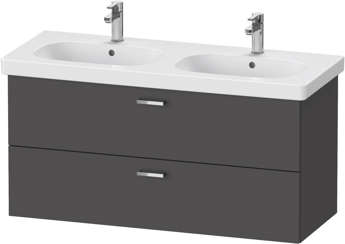 Duravit XBase Waschtischunterbau wandhängend 600 mm, 2 Schubladen, weiß matt – Soft-Close