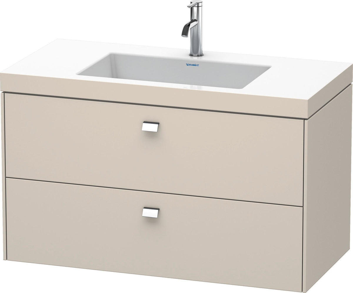 DURAVIT Brioso c-bonded Waschtischset 1000 mm mit Vero Air Waschtisch, 2 Schubkästen, Betongrau Matt