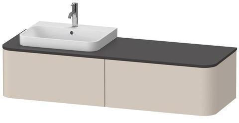 Duravit Happy D.2 Plus Waschtischunterbau 1600 mm taupe supermatt, 2 Auszüge, Becken links