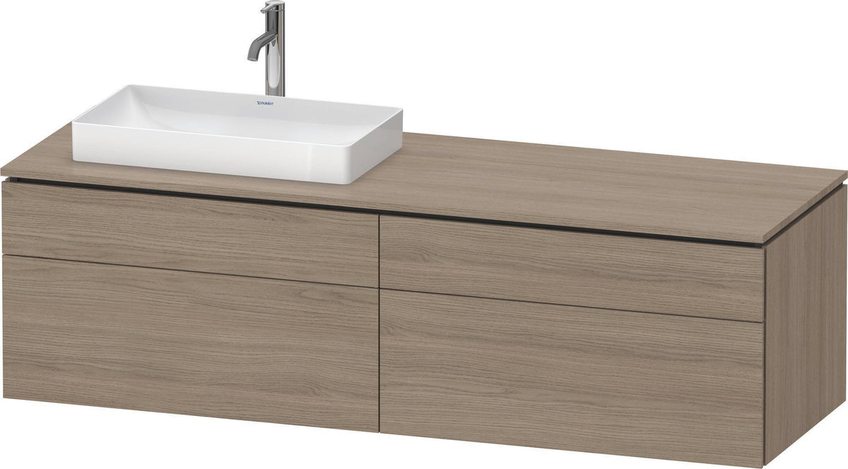 Duravit L-Cube Konsolen-Waschtischunterbau 1600 mm Eiche Terra Matt mit 2 Auszügen, 2 Schubkästen und Tip-On-Technik