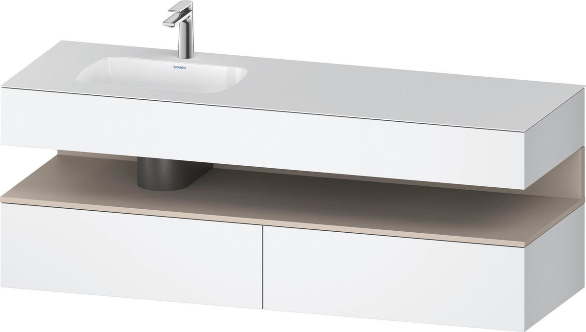 DURAVIT Qatego Studio F. A. Porsche Einbauwaschtisch mit Konsolenwaschtischunterbau 1600 mm Weiß Matt