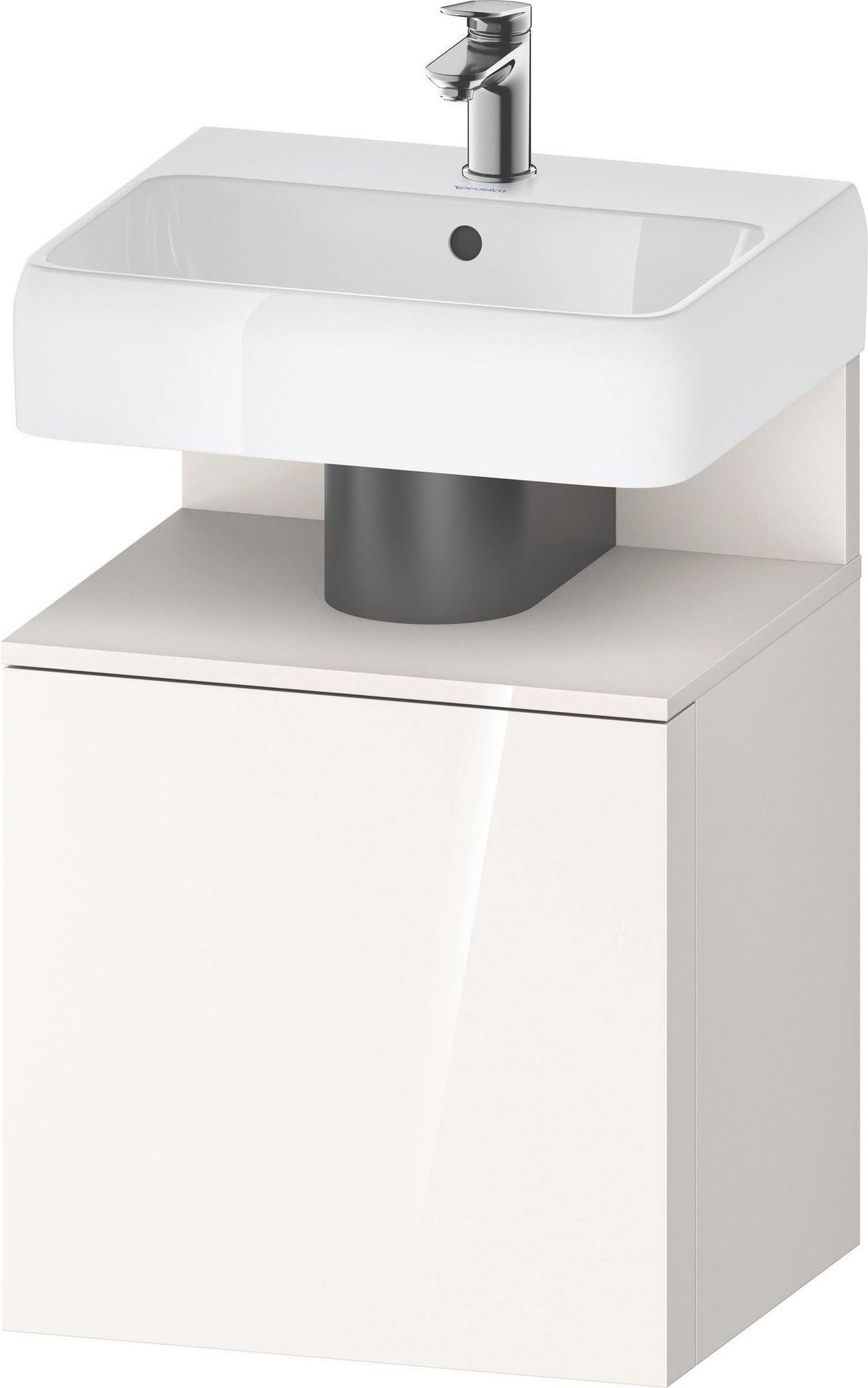 DURAVIT Qatego Waschtischunterbau 490 mm wandhängend, 1 Tür links, Weiß Matt mit Eiche Schwarz Nische