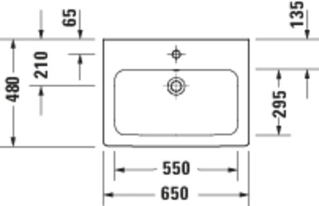 Duravit D-Code Waschtisch 650x480mm weiß mit Überlauf, 1 Hahnloch, wandhängend