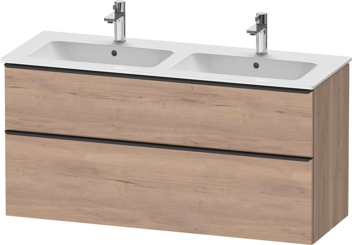Duravit D-Neo Waschtischunterbau 1280 mm betongrau matt – wandhängend, 1 Auszug, Bronze Griff