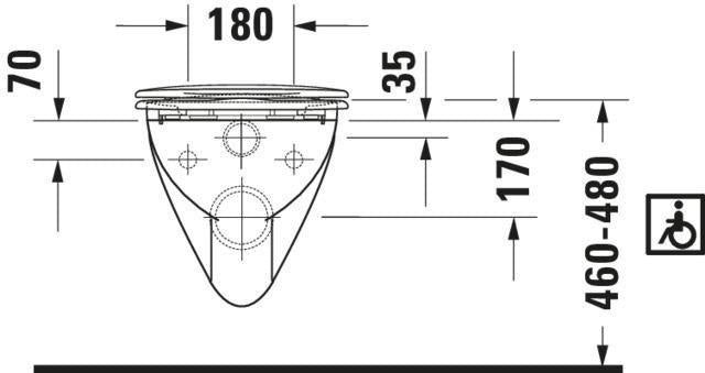 DURAVIT Architec Wand-WC 700 mm Tiefspüler barrierefrei mit HygieneGlaze weiß