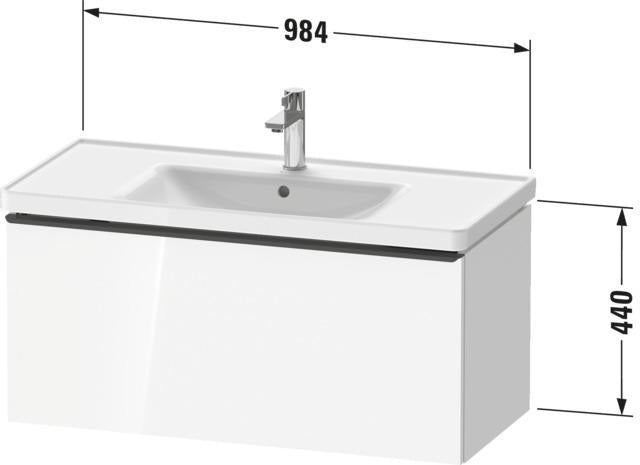 Duravit D-Neo Waschtischunterbau 984 mm Eiche Terra Matt mit 1 Auszug und Chromgriff