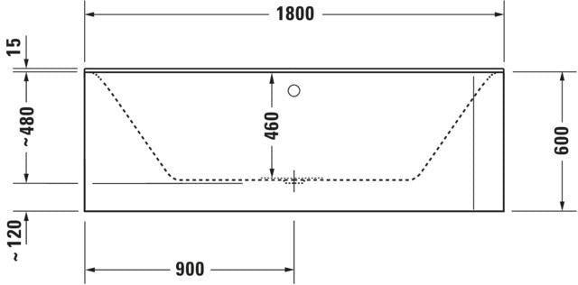 Duravit Badewanne P3 Comforts Ecke links 1800 x 800 mm mit 2 Rückenschrägen, weiß