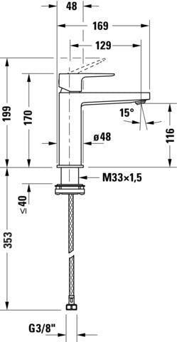 DURAVIT Manhattan Einhebel-Waschtischmischer M Chrom – ohne Zugstange, Keramikmischsystem, 129 mm Auslauf