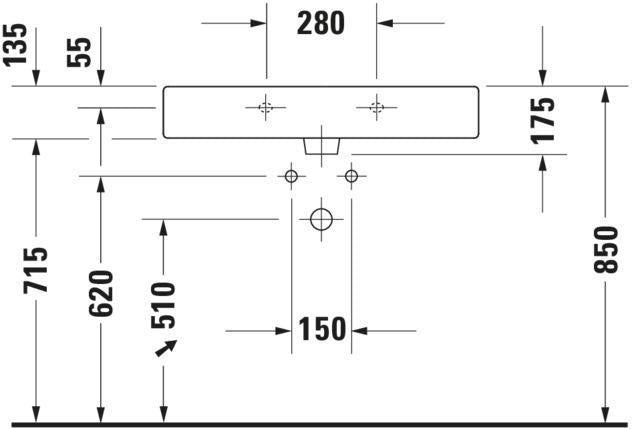 DURAVIT Waschtisch Vero 800 mm mit Überlauf, 1 Hahnloch, weiß – Wandmontage