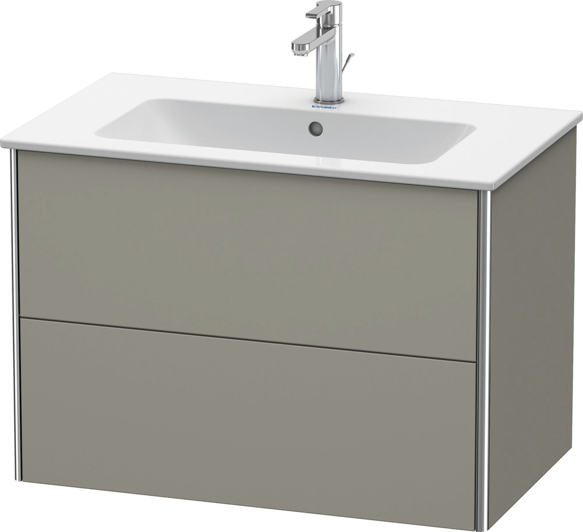 DURAVIT XSquare Waschtischunterbau 810 mm Flannel Grey Hochglanz, 2 Schubkästen, wandhängend
