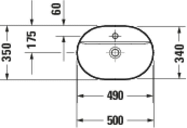 DURAVIT Aufsatzbecken Luv 500 mm geschliffen, ohne Überlauf, mit Hahnlochbank, weiß