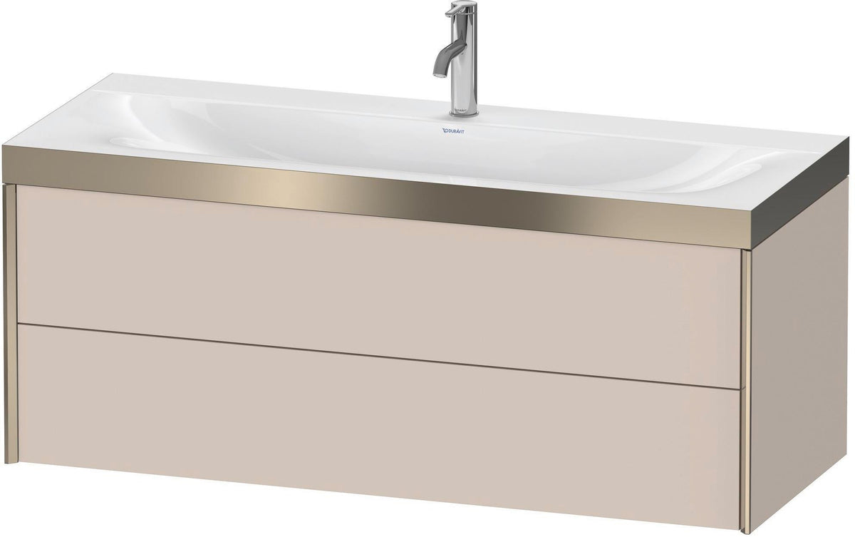 Duravit XViu c-bonded Waschtischunterbauset 1200 mm, 2 Schubkästen, champagner matt/leinen