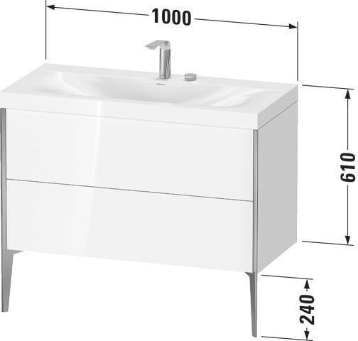 DURAVIT XViu Möbelwaschtischset 1000 mm mit Unterschrank Nussbaum und Keramikwaschtisch