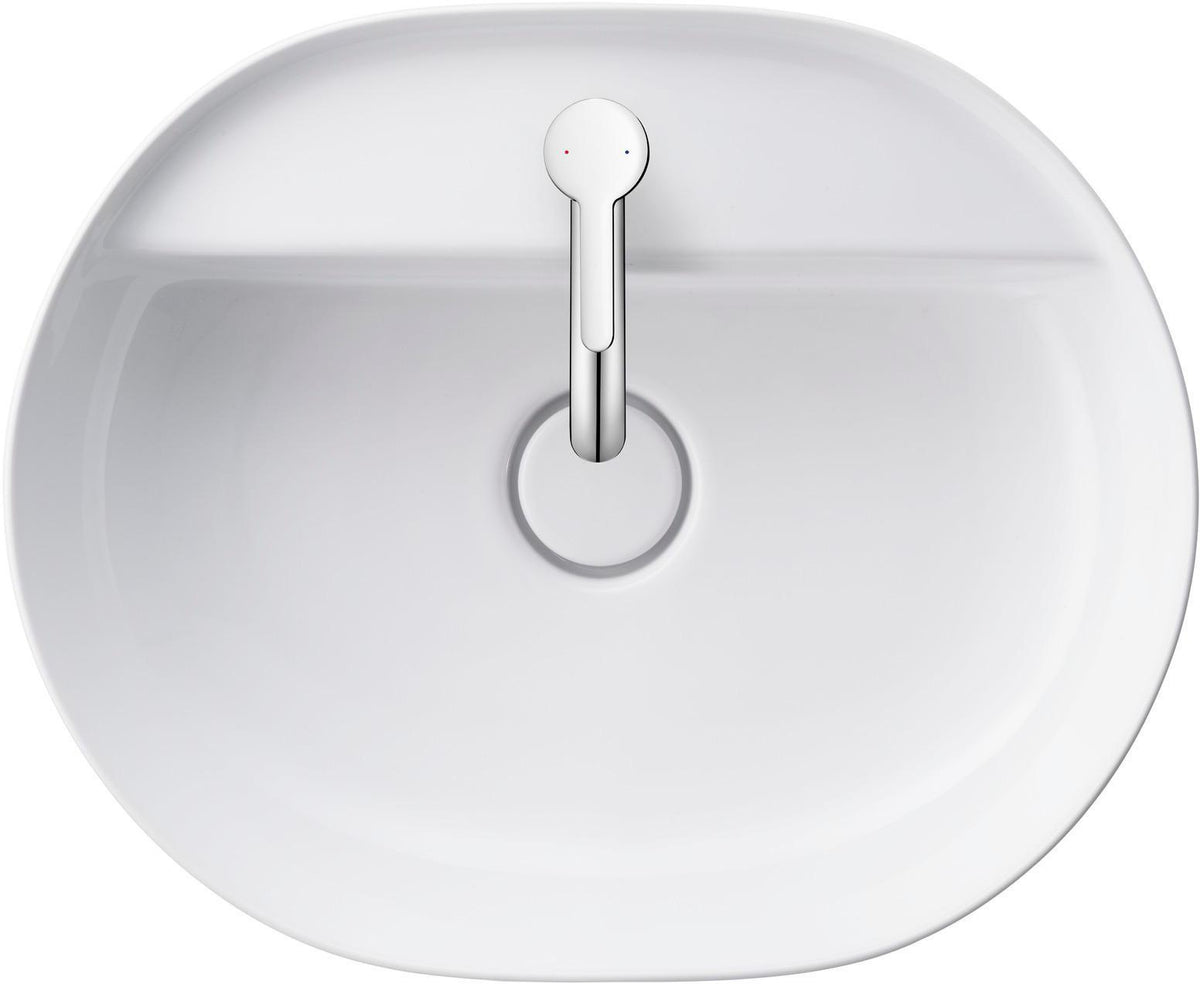 DURAVIT Aufsatzbecken Luv 500 mm geschliffen, ohne Überlauf, mit Hahnlochbank, weiß
