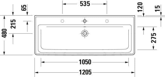 DURAVIT D-Neo Waschtisch 1205 mm, weiß mit Überlauf und Hahnlochbank
