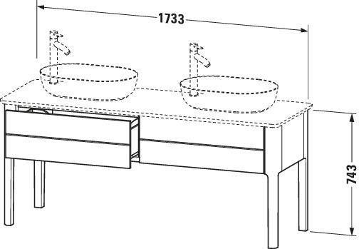 DURAVIT Luv Waschtischunterbau bodenstehend 1733 mm, 2 Auszüge, Weiß Seidenmatt, Tip-On