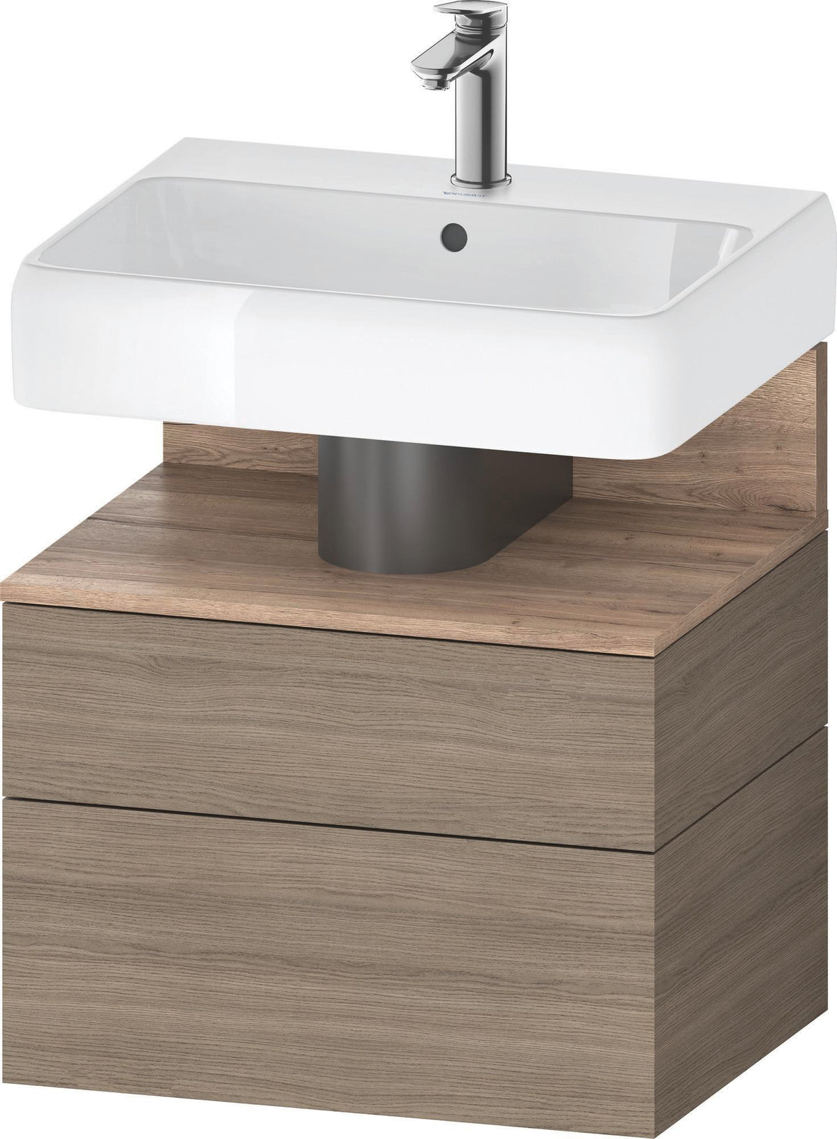 DURAVIT Qatego Waschtischunterbau 590 mm Eiche Terra Matt mit 1 Auszug und Tip-On Technik