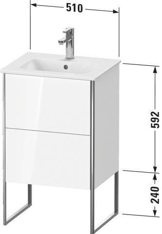 Duravit Waschtischunterbau XSquare Compact 592x510x418 mm weiß matt – 2 Auszüge, Fußgestell